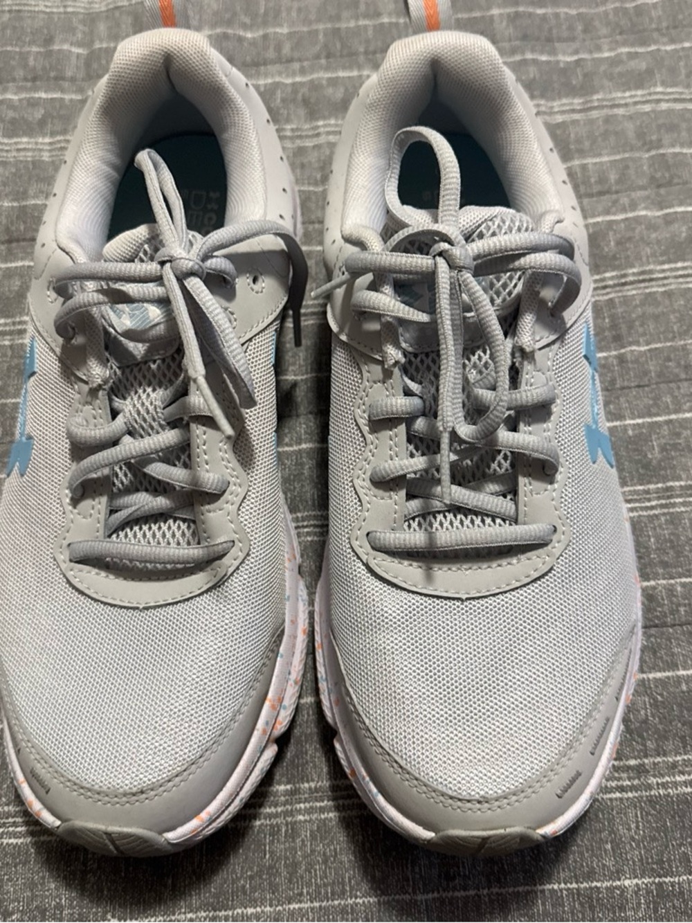 Under Armour Gray Kids Sneakers with Blue Logo